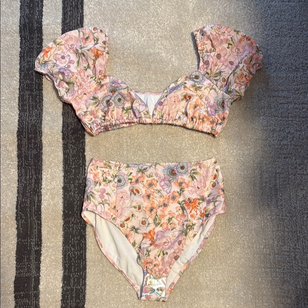 ASOS Pink and Orange Ruffled Bikini Swimwear